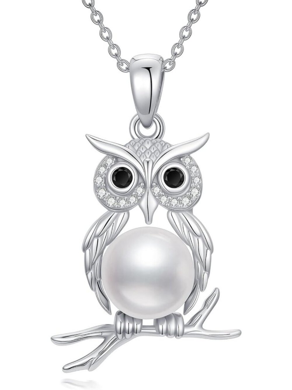 Cute Owl Pendant Necklace in 925 Sterling Silver, Adjustable 18"+2" Chain